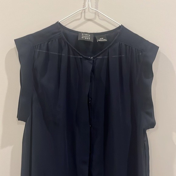 XS navy blue chiffon and polyester two piece dress - Picture 2 of 5